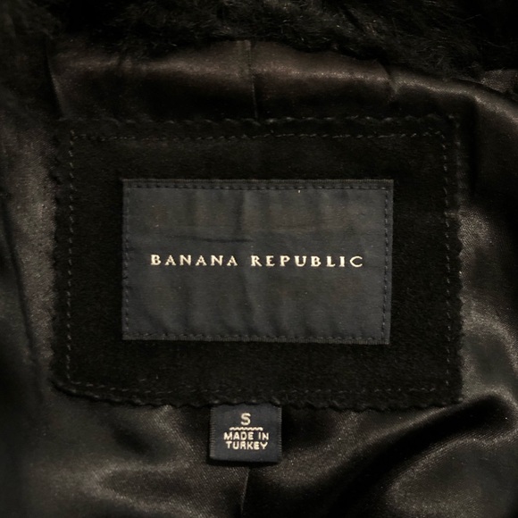 Banana Republic black suede coat with shearling trim XS S - Picture 4 of 6